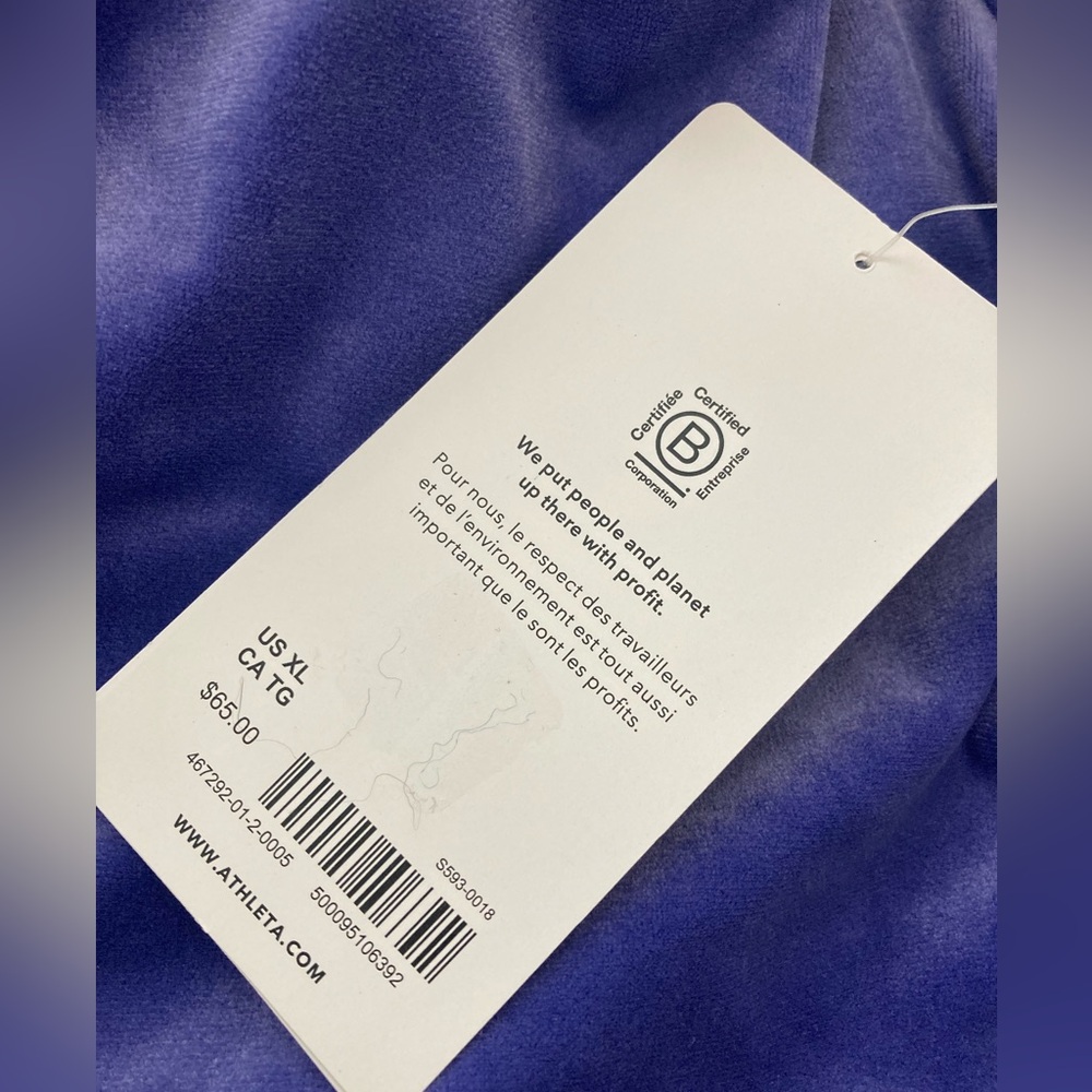 Athleta Velvet Cut Out Crop Top Sports Bra Velour Purple D-DD XL Extra Large - Picture 5 of 8